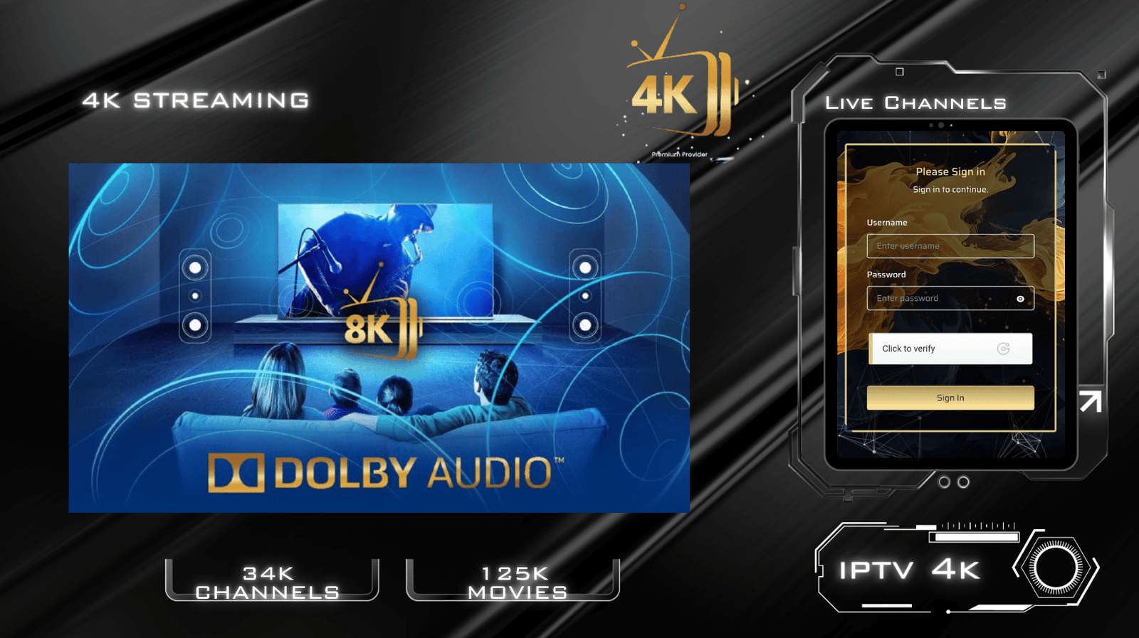 4 Strong 4K Best IPTV Server in the US: 125K Movies & 34K Channels